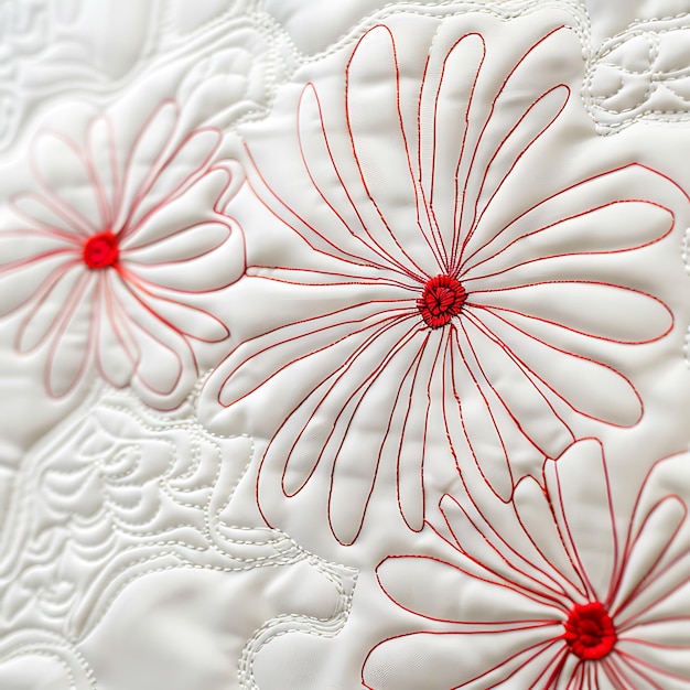 Ręka haftująca kwiatowy wzór